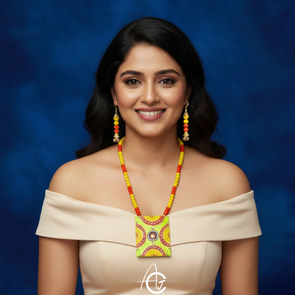 Statement Necklace Set, Handpainted : Handmade