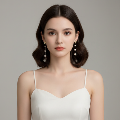 Flower And Pearl Drop Earrings