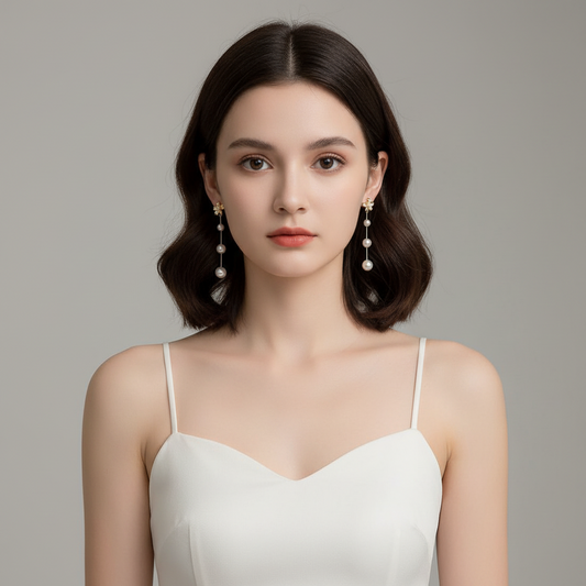 Flower And Pearl Drop Earrings