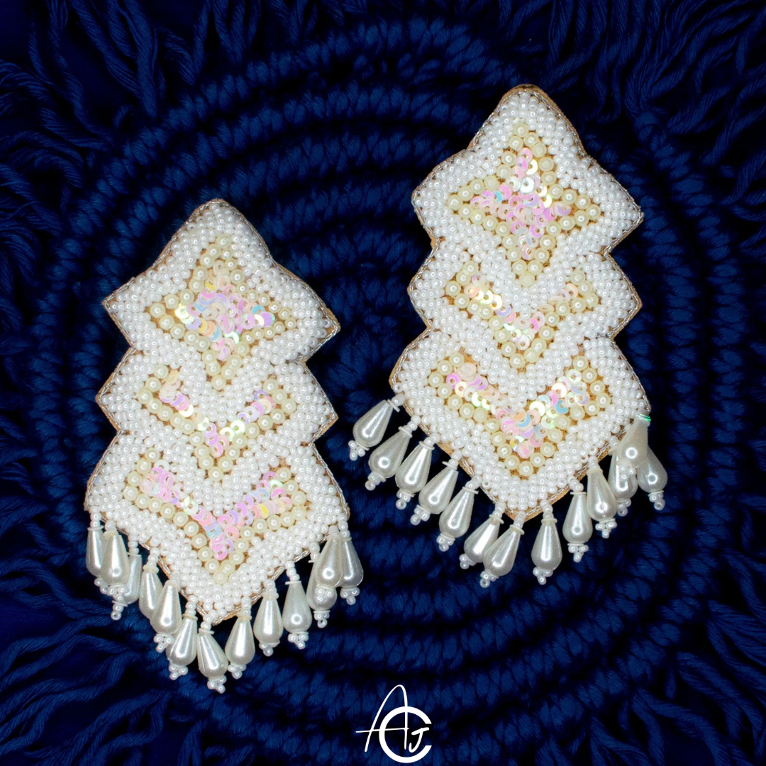 Beads Embroidered Earrings : Handmade