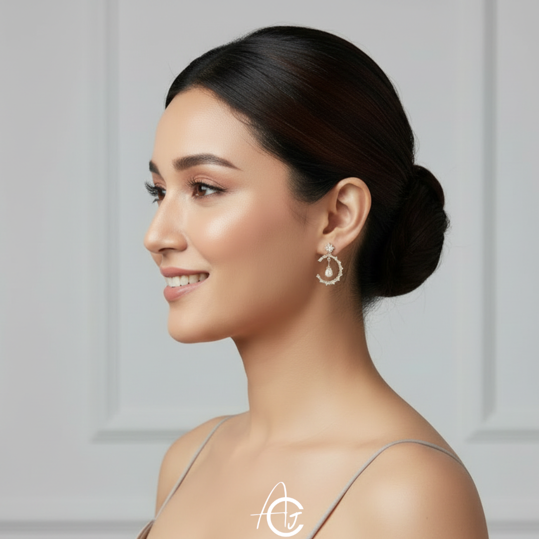 Bling Semicircle Drop Earrings