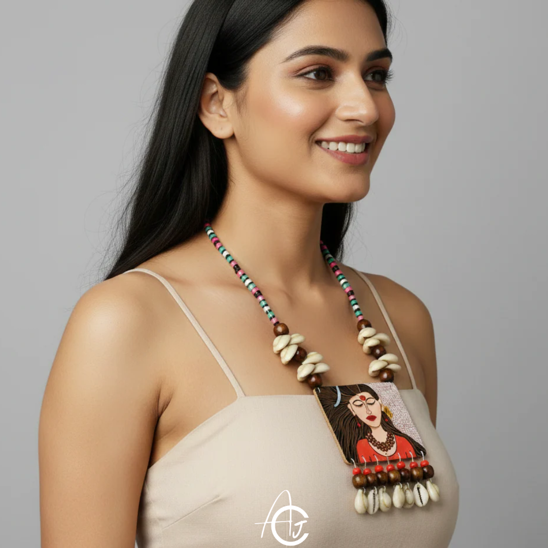 Statement Necklace, Handpainted : Handmade