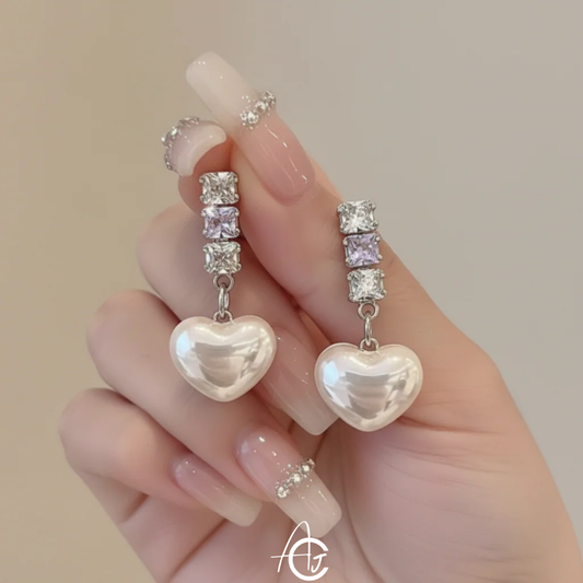 Bling Drop Heart Earrings