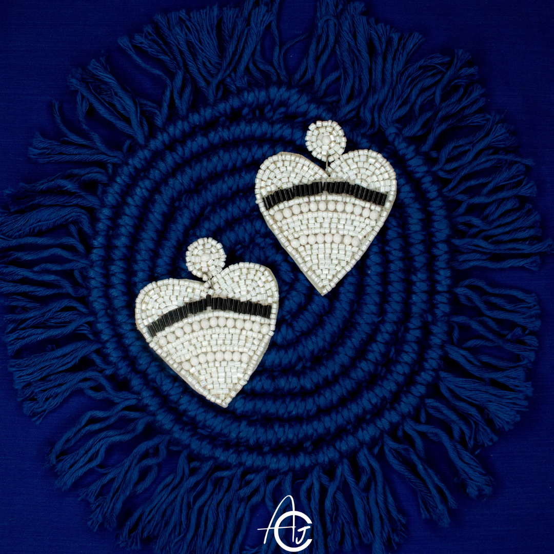 Beads Embroidered Earrings : Handmade