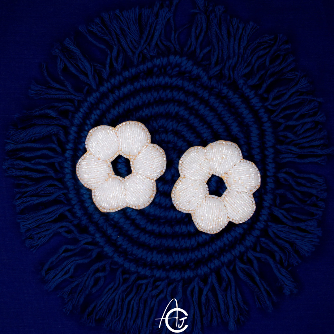 Beads Embroidered Earrings : Handmade