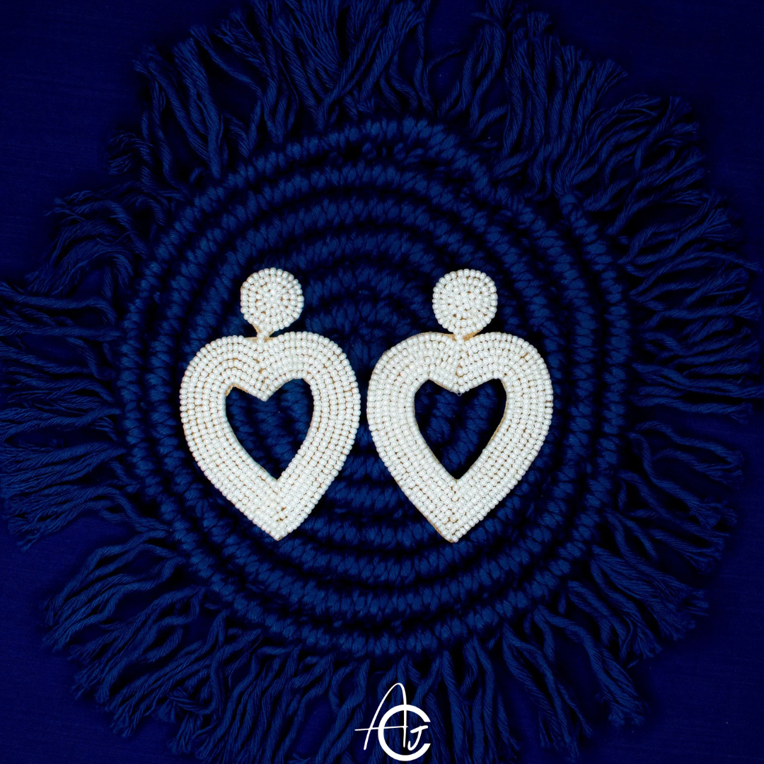 Beads Embroidered Earrings : Handmade