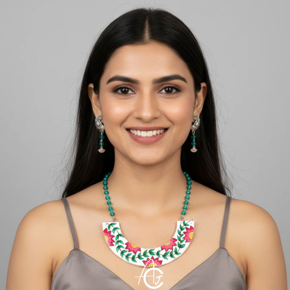 Statement Necklace set, Handpainted : Handmade