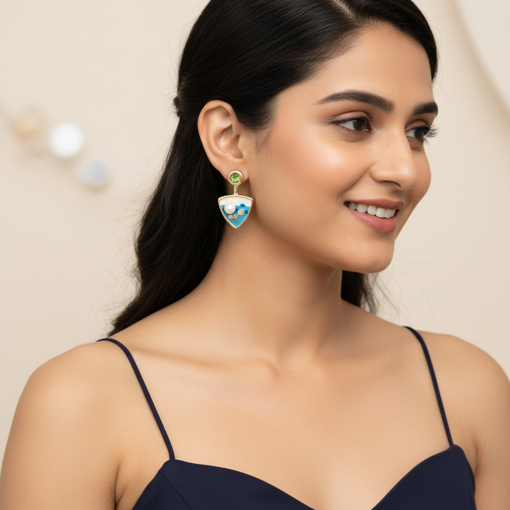 Daisy Studs Blue Earring