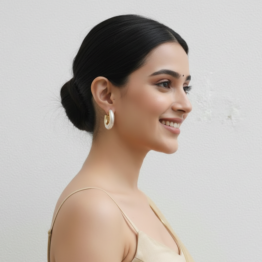 White Hoop Pearl Earrings