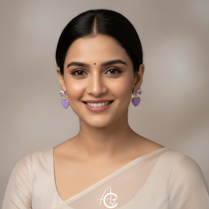 Bling Bow Purple Earrings