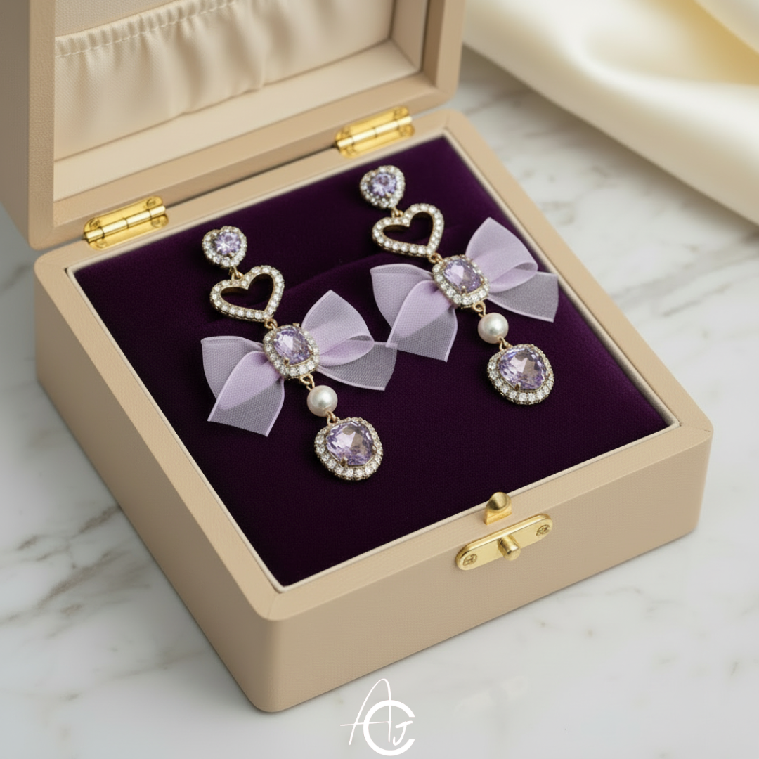 Bow The Heart Crystal Earrings
