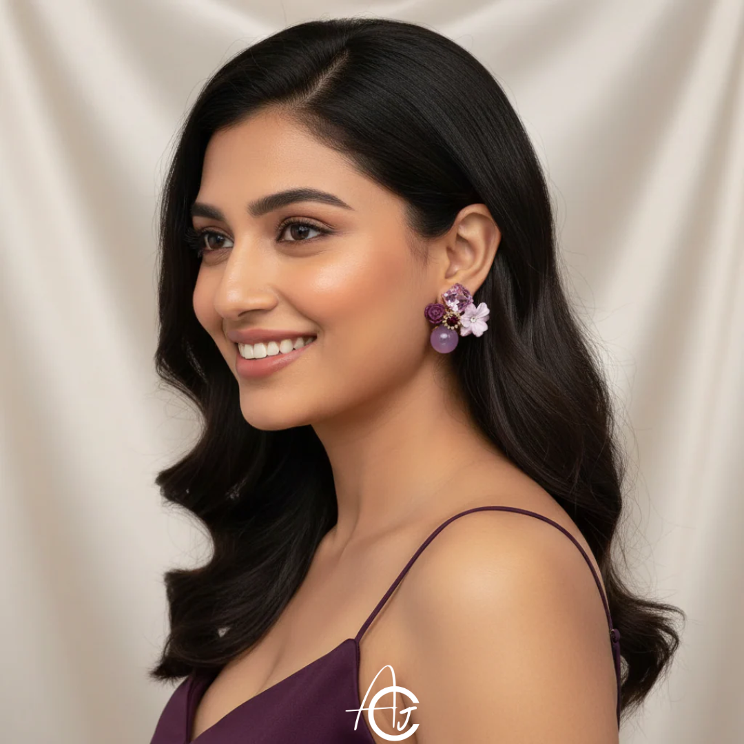 Flower Purple Earrings