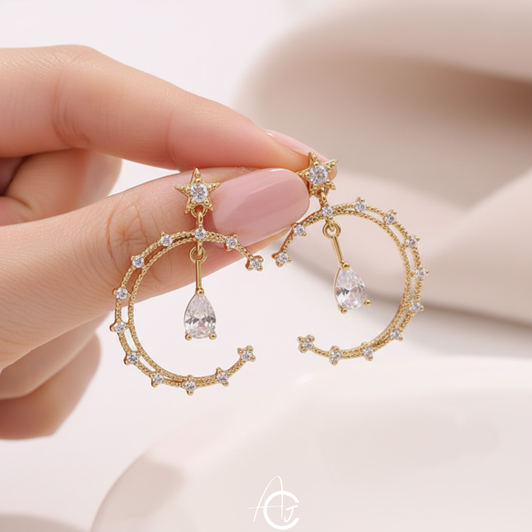 Bling Semicircle Drop Earrings