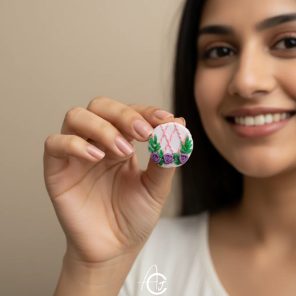 Embroidered Fabric Earrings : Handmade