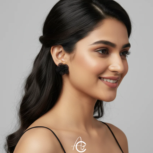 Flower Earrings Black