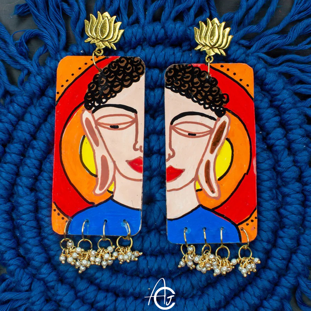 Statement earrings, Handpainted : Handmade