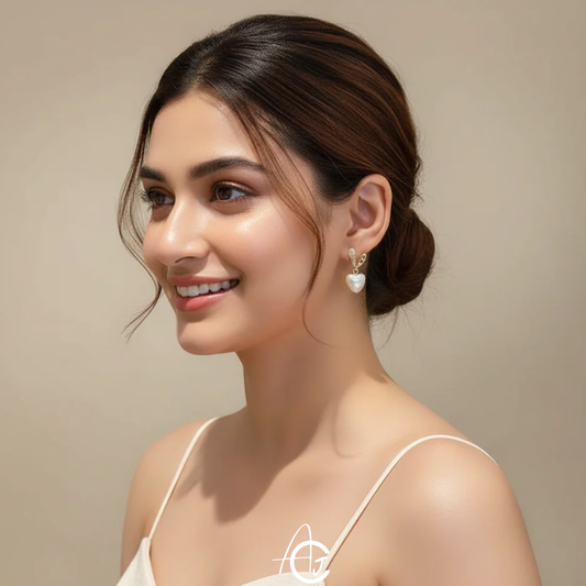 Bling Pearl Heart Earrings