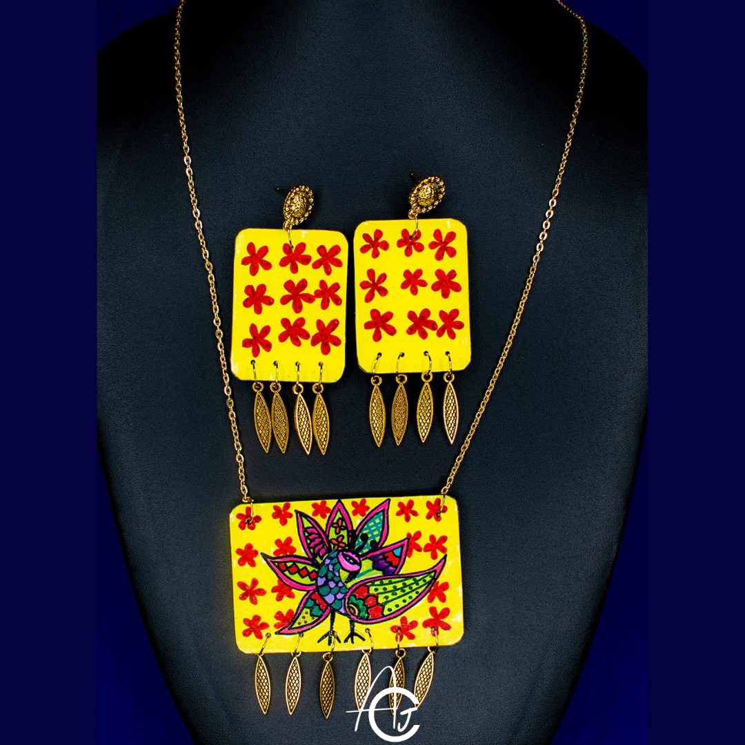 Statement Necklace Set, Handpainted : Handmade