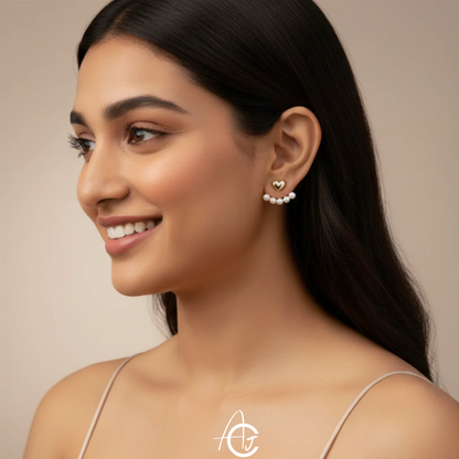 Pearl and Heart Earrings