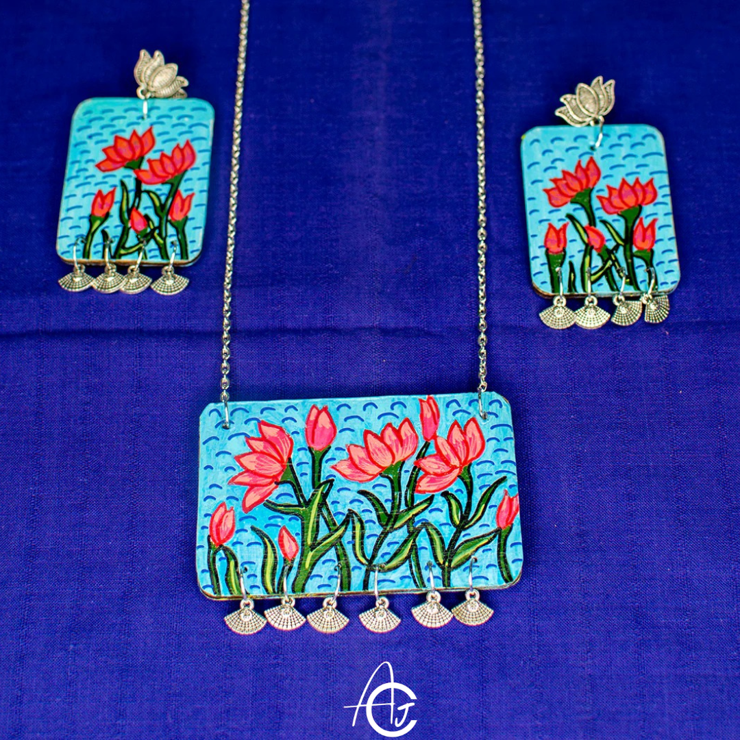 Statement Necklace Set, Handpainted : Handmade