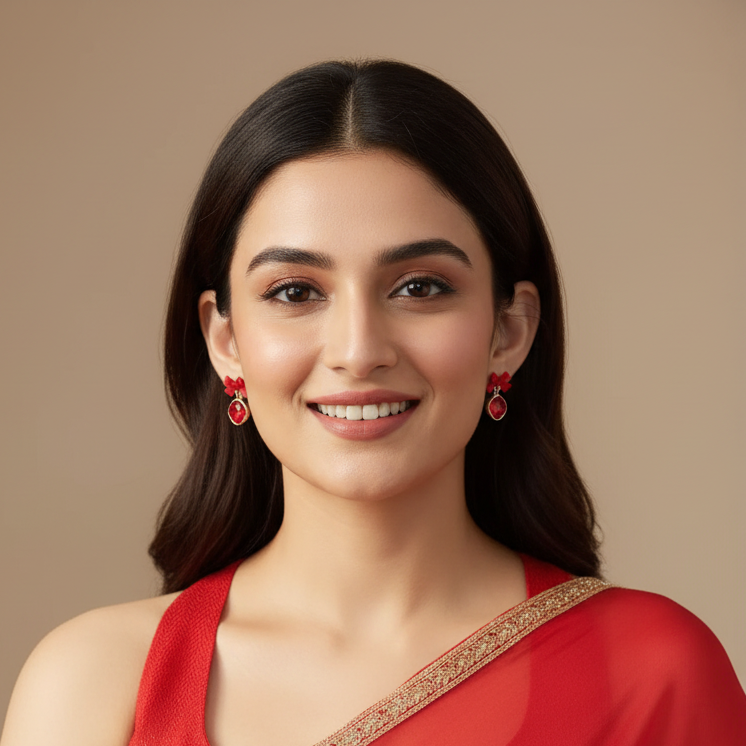 Bling Red Bow Earrings