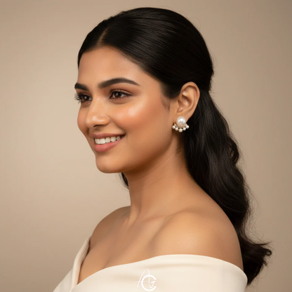 Pearl Bling Drop Earrings