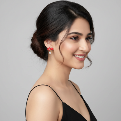 Pearl And Flower Earrings