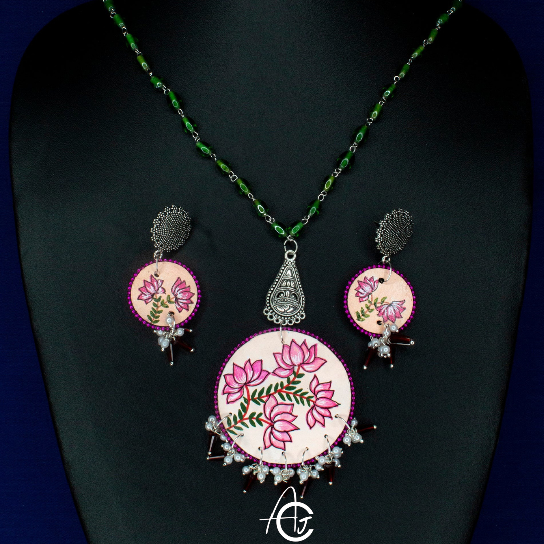Statement Necklace Set, Handpainted  : Handmade