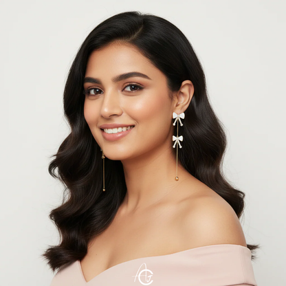 Bow Drop Bling Earrings