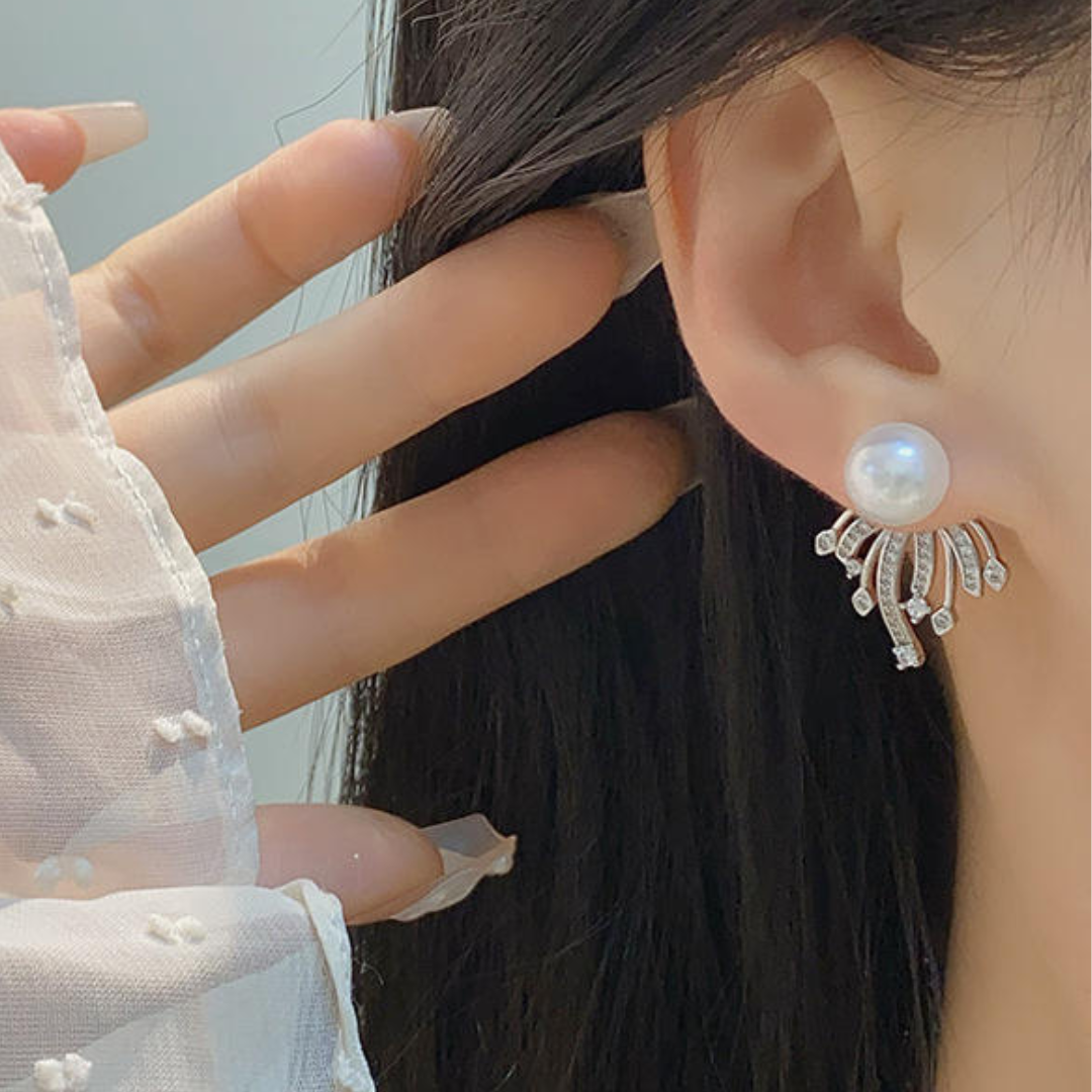 Pearl Bling Statement Earrings
