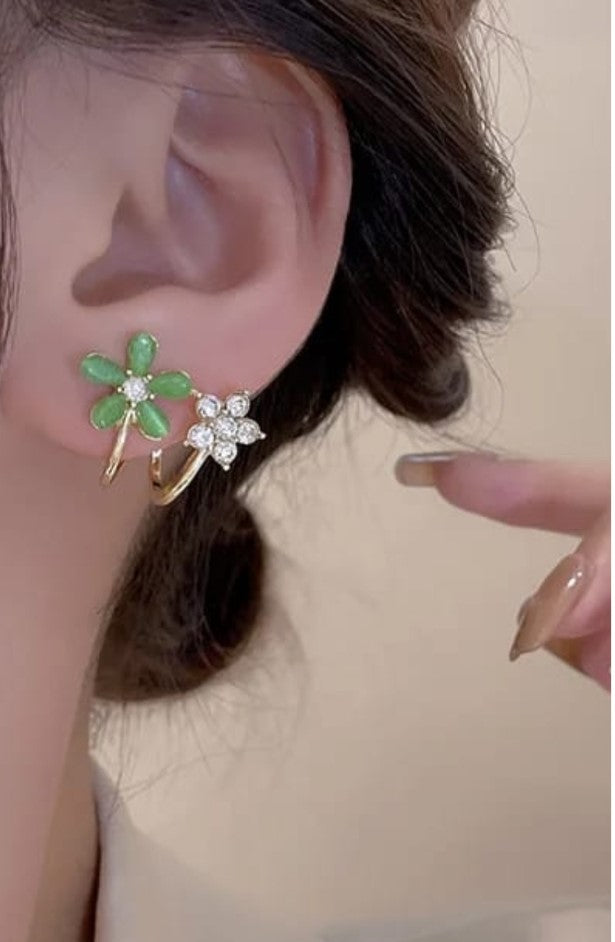 Bling Flower Earring Green