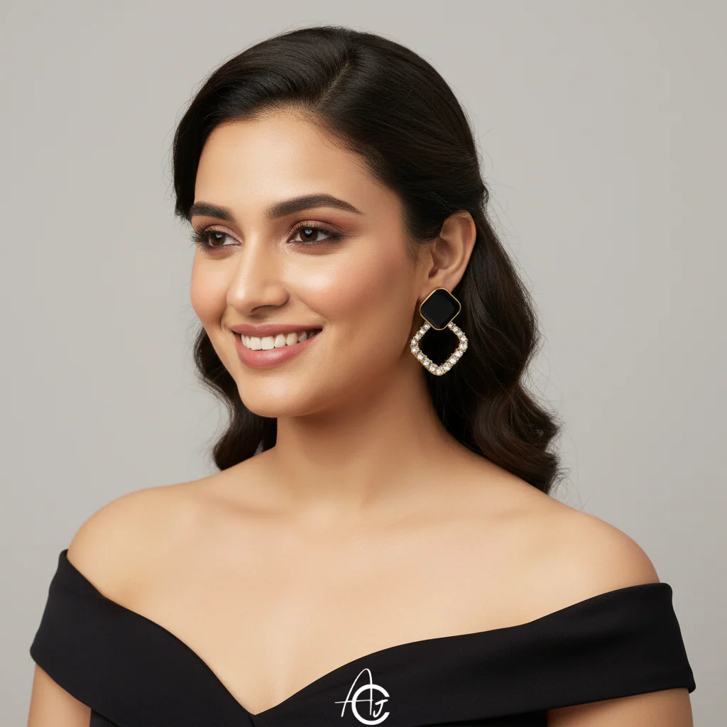 Bling Square Drop Earrings
