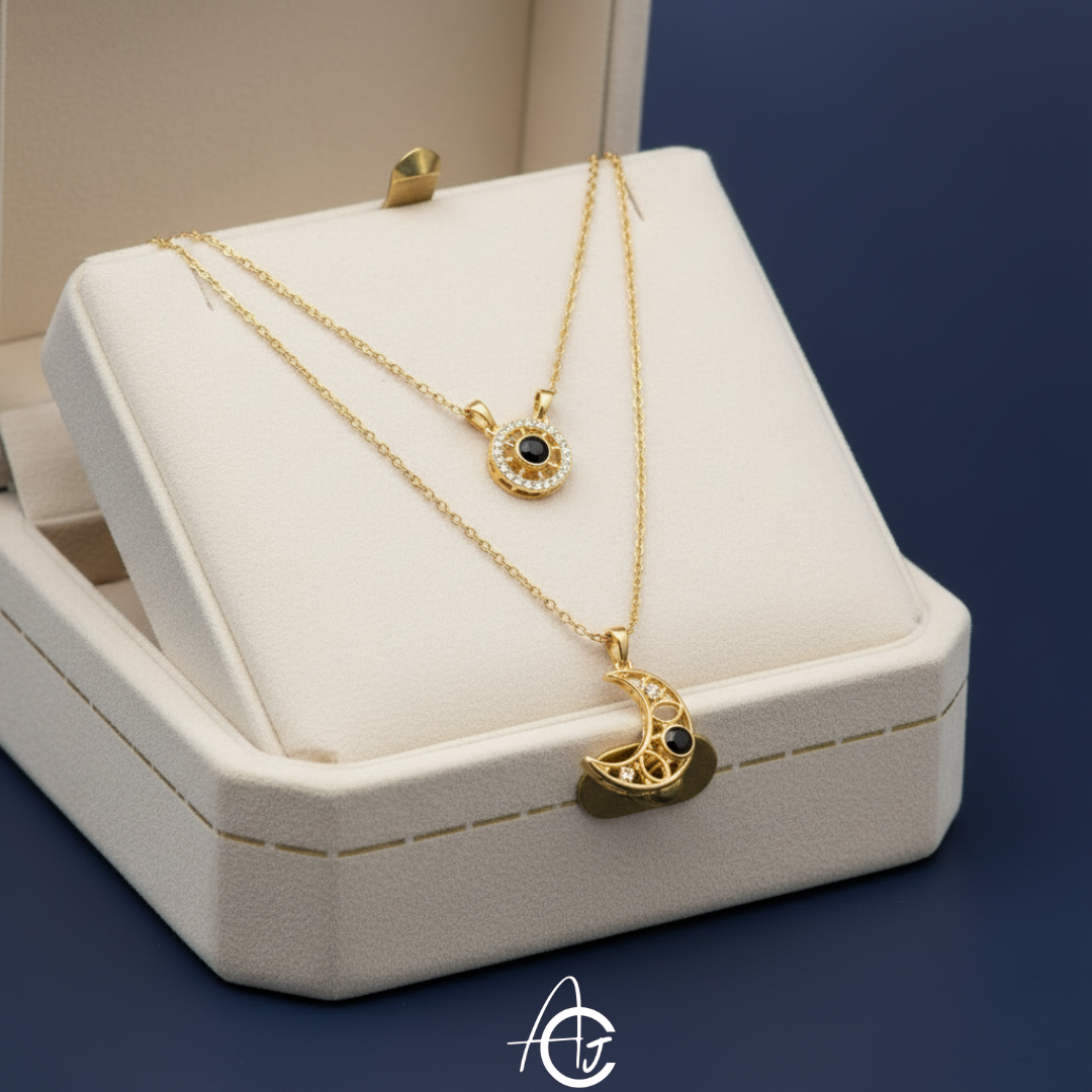 Moon And Star Couple / Friends Necklace Pair