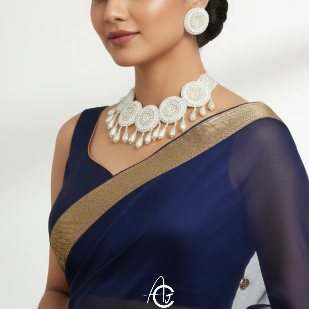Beads Embroidered Necklace Set  : Handmade