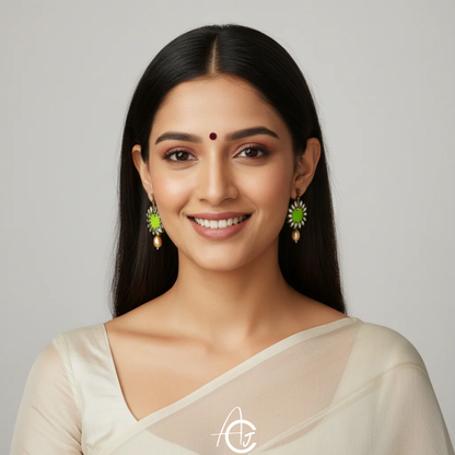 Statement Earrings, Handpainted : Handmade