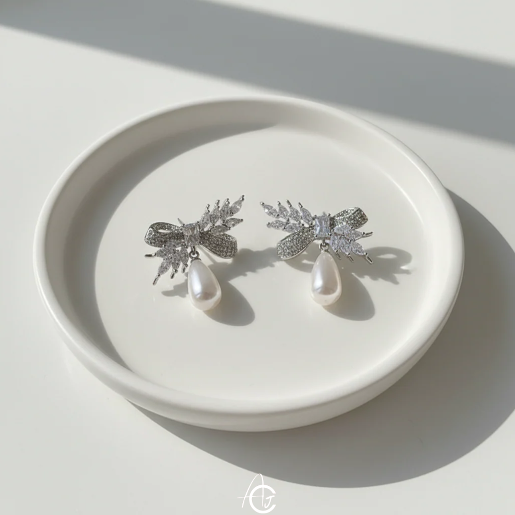 Statement Bow And Pearl Earrings