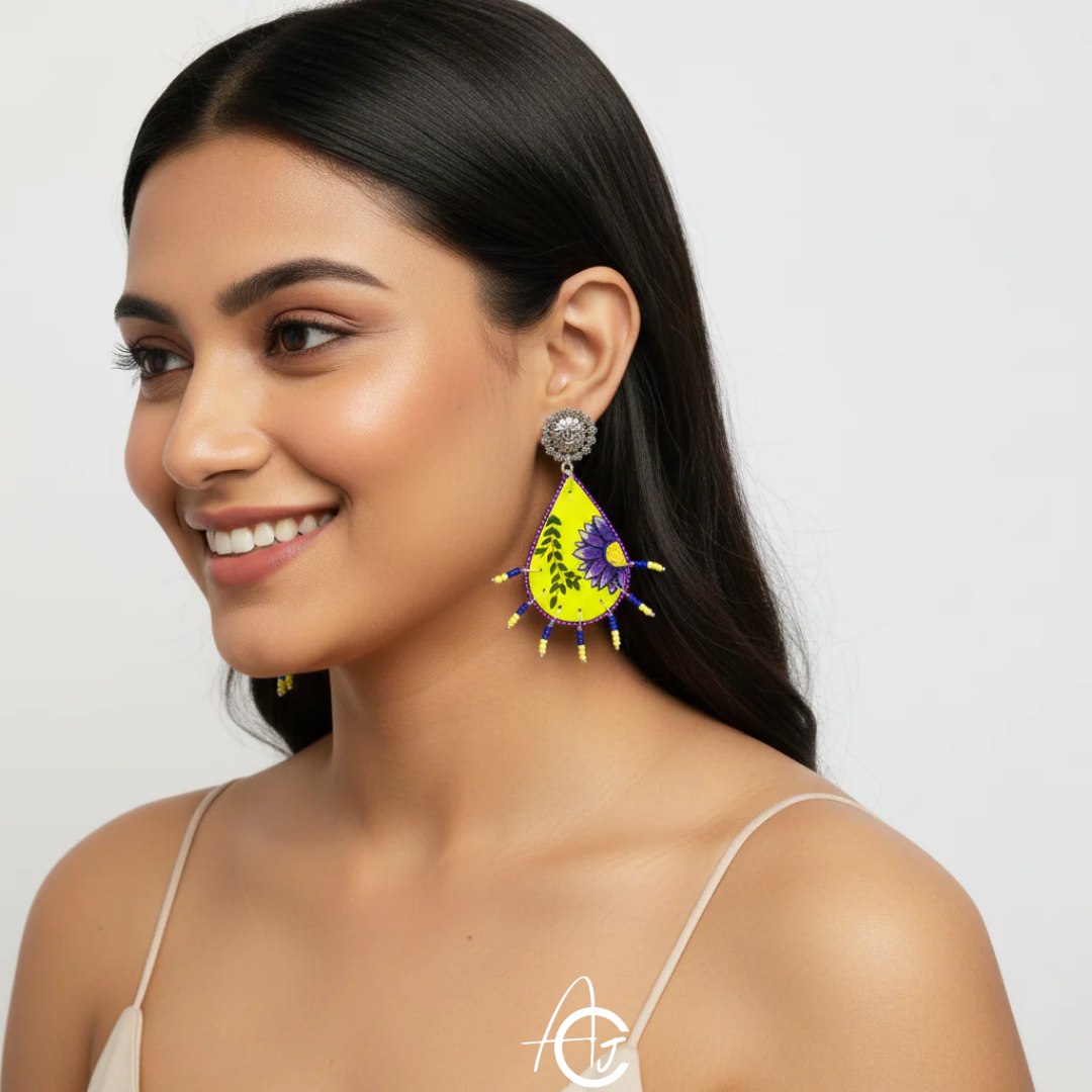 Statement Earrings, Handpainted : Handmade