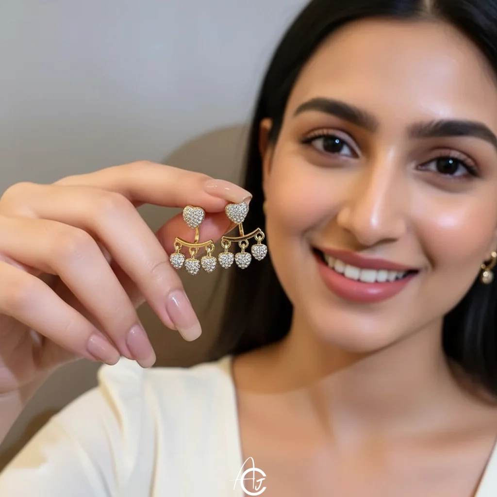 Heart Drop Bling Earrings