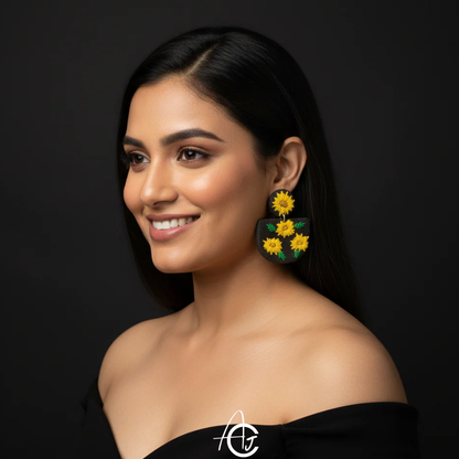 Embroidered Fabric Earrings : Handmade