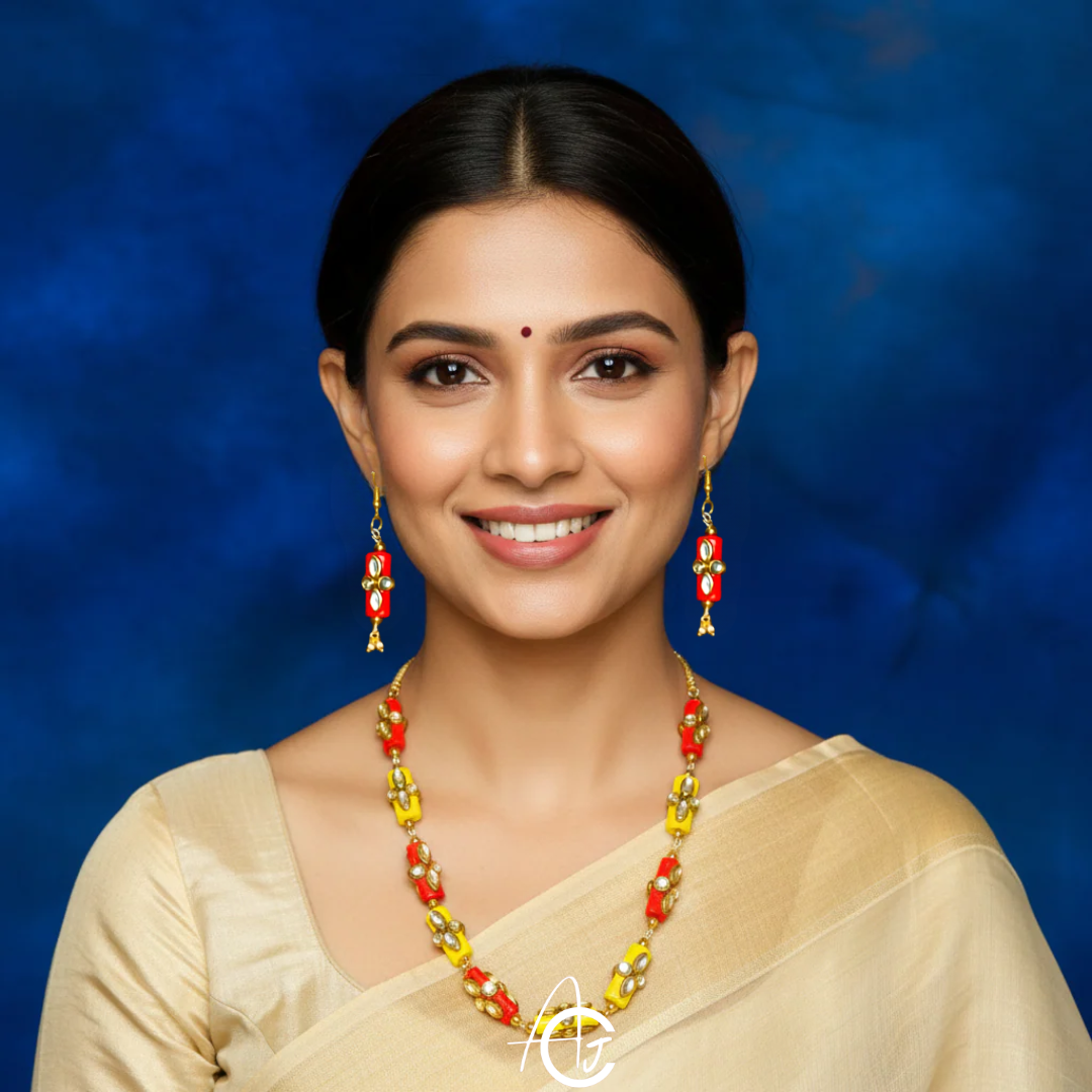 Beads Statement Necklace Set : Handmade