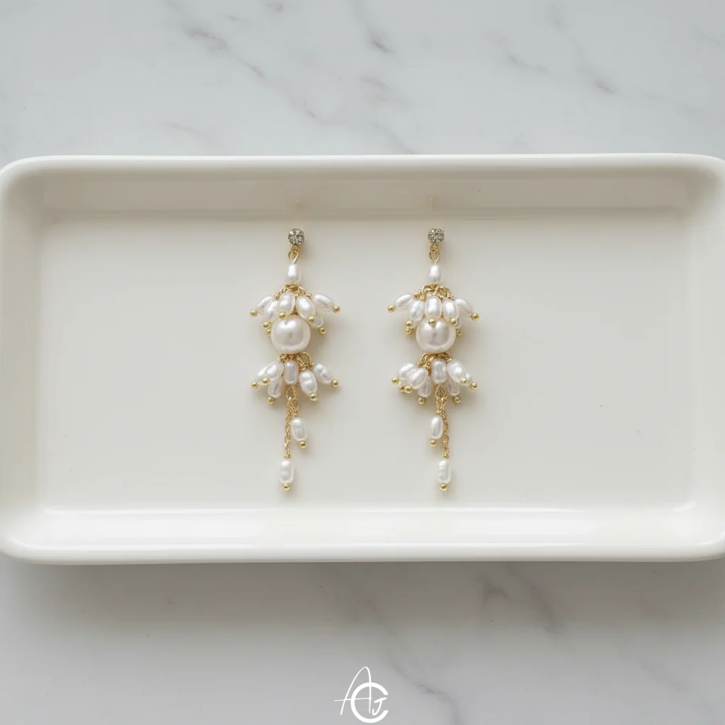 Pearl And Chain Statement Earrings