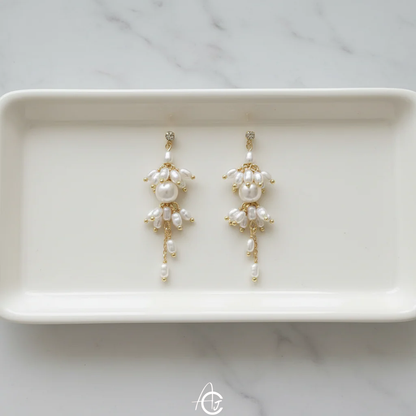 Pearl And Chain Statement Earrings