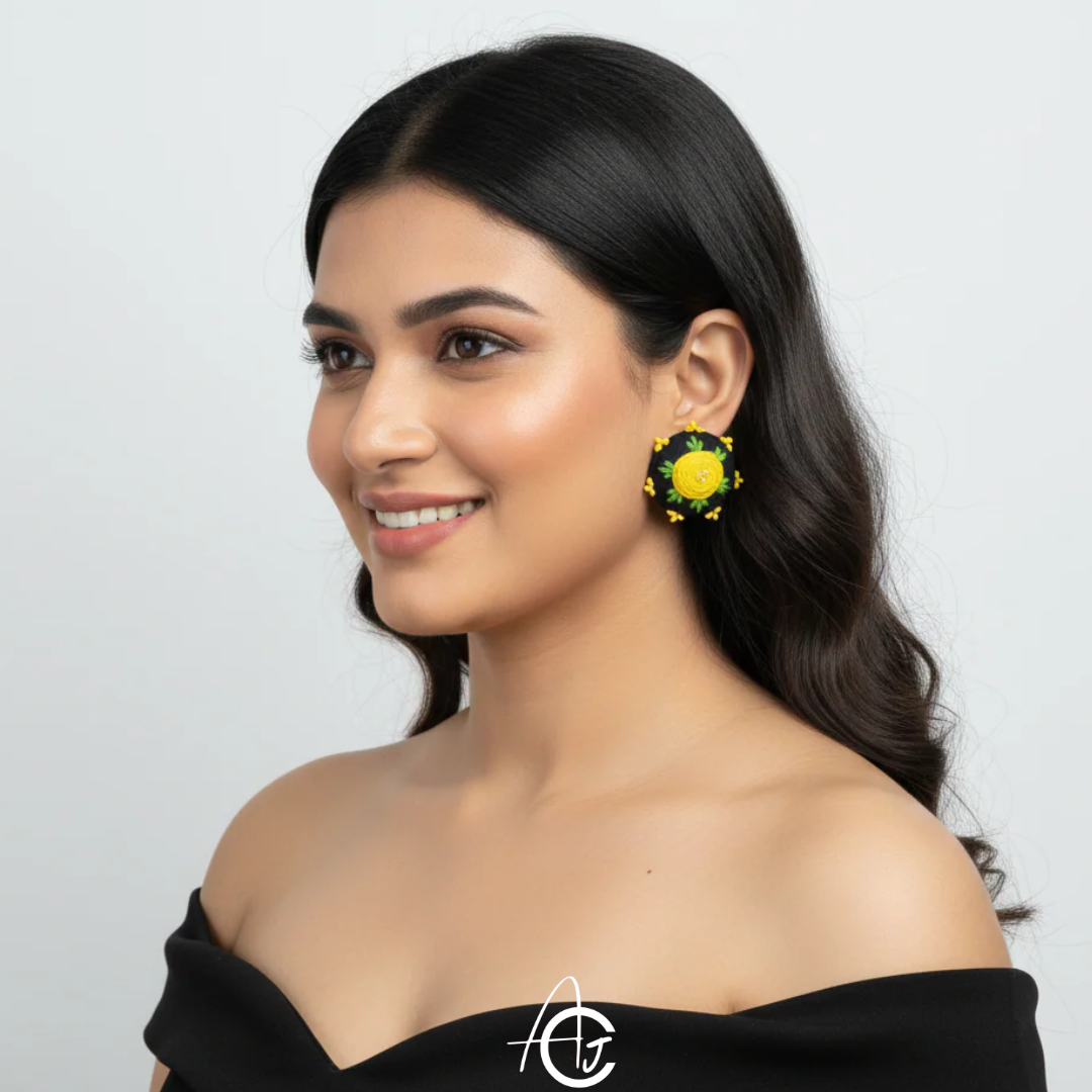 Embroidered Fabric Earrings: Handmade