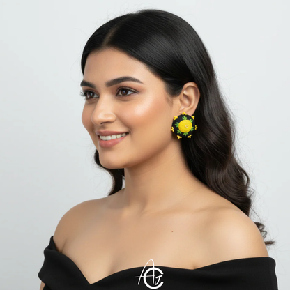 Embroidered Fabric Earrings: Handmade