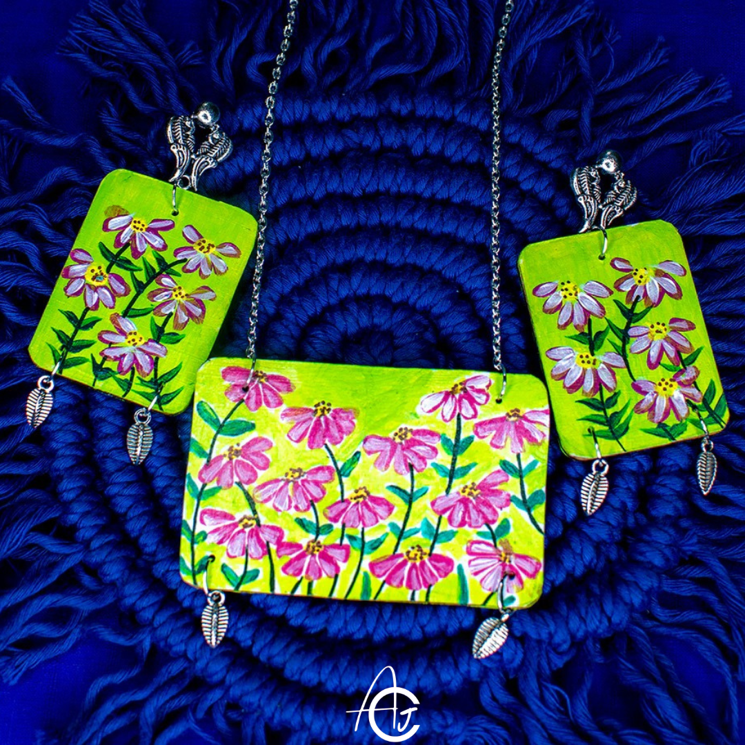 Statement Necklace Set, Handpainted : Handmade