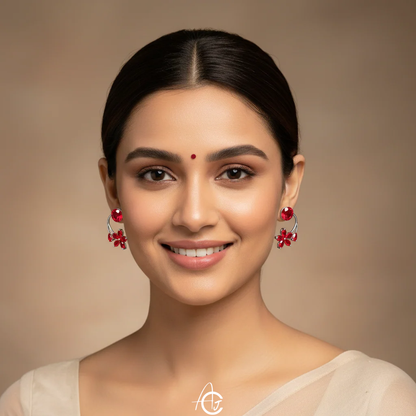 Pearl And Flower Earrings