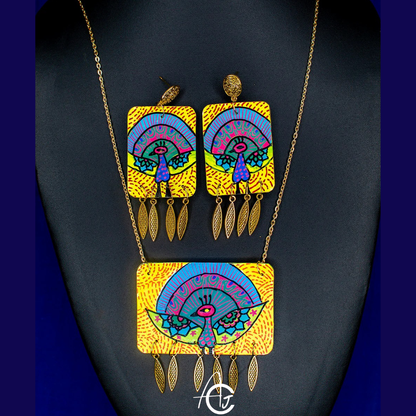 Statement Necklace Set, Handpainted : Handmade