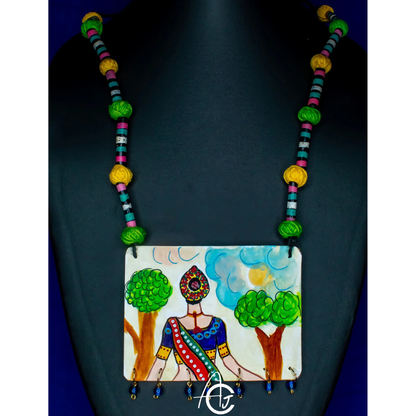 Statement Necklace, Handpainted  : Handmade