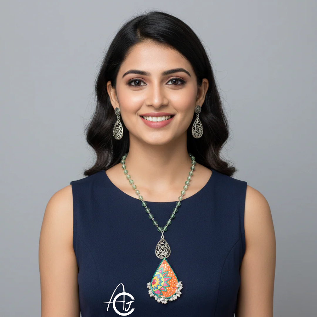 Statement Necklace set, Handpainted : Handmade