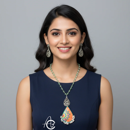 Statement Necklace set, Handpainted : Handmade